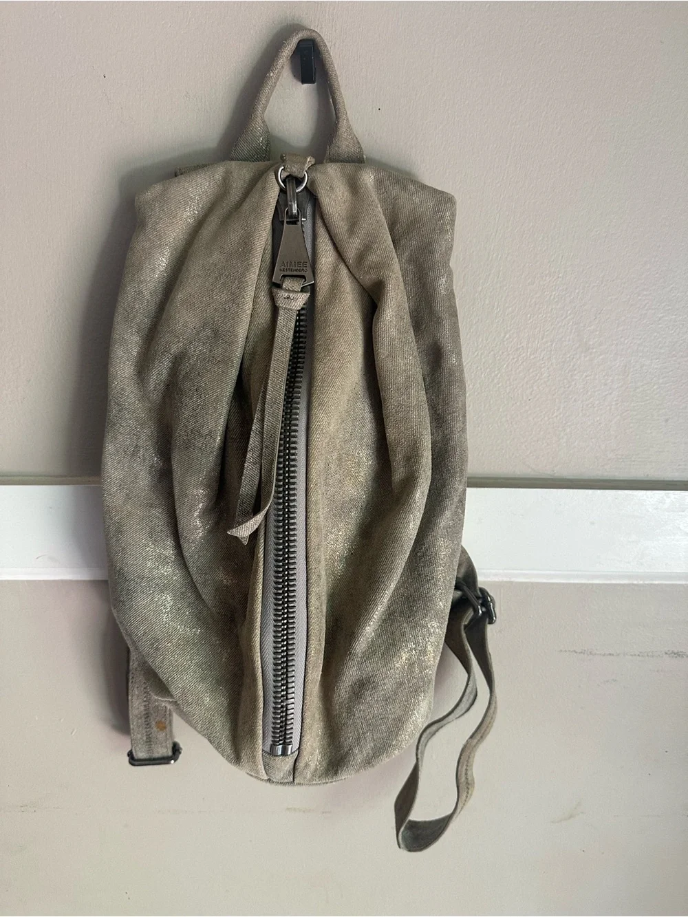 Aimee Kestenberg Tamitha Grey & Rose Gold Leather Backpack